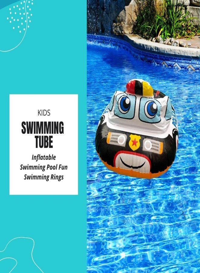 STACKRAID Inflatable Kiddie Swim Pool Water Float Ring Cruiser Red Fire Engine Shape Tube Boat for Kids - 29" x 23"(Red) - Image 2